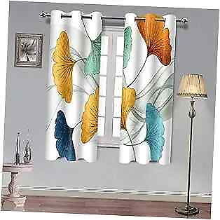 #ad Modern Art Leaf Curtains Leaves Curtain Wave Stripes 42quot;W x 63quot;L Ginkgo Biloba $41.75