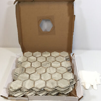 Stickgoo Gold Beige Hexagon Peel Stick Marble PVC Look Wall Backsplash Tile $64.99