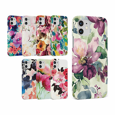 CASE FOR IPHONE 14 13 12 11 SE 8 PRO MAX HARD PHONE COVER WATERCOLOUR FLOWERS GBP 5.99