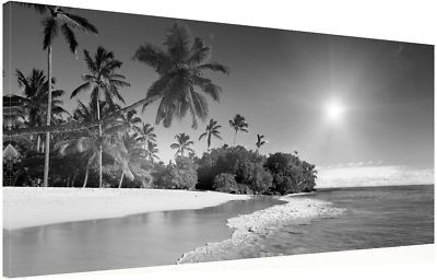 #ad Canvas Print Wall Art Black and White Palm Tree Wall Art Modern Canvas Beach Nat $79.97
