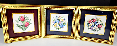 #ad Set of 3 16quot;x20quot; Framed Vintage Botanicals Decorative Wall Art READ $14.99