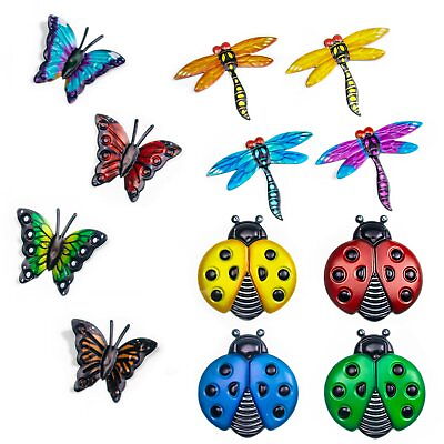 #ad Metal Butterfly Wall Decor 4 Butterflies and 4 Dragonfly 4 Ladybugs Wall De... $19.68