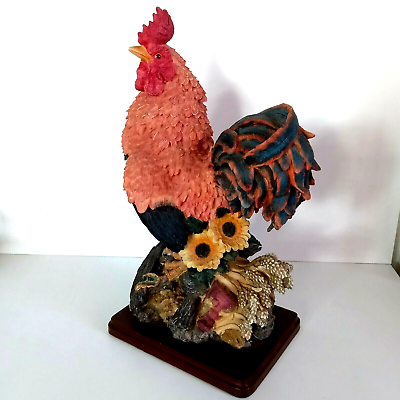 #ad Art Folk Country Rooster Chicken Vintage Carved Sculpture Big Decor Resin 13#x27;#x27; $249.99