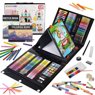 #ad Art Supplies 228 Pack Art Sets Crafts Drawing Coloring kit Double Side Trif... $24.11