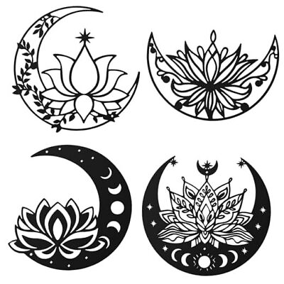 #ad 4 Pcs Butterfly Metal Wall Decor Butterfly Wall Decoration Moon Flower Moon $28.68