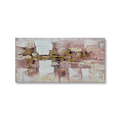 #ad Large Handmade Pink and Gold Abstract Wall Art for Living Room Decor Huge Mod... $181.24