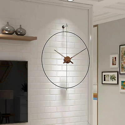 #ad Minimalist Metal Ring Silent Large Wall Clock Iron Modern Design Home Black $54.57