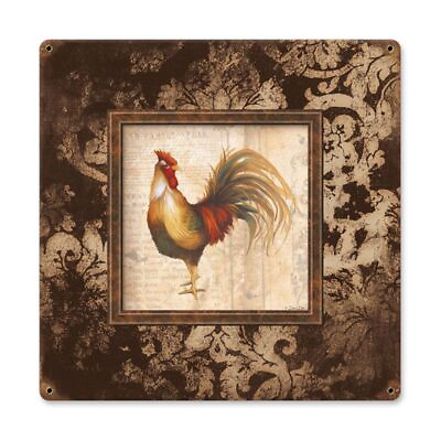#ad COLORFUL ROOSTER FRAMED LOOK #2 18quot; HEAVY DUTY USA MADE METAL HOME DECOR SIGN $123.00