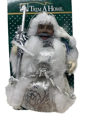 #ad Vintage Kmart Trim A Home Tree Topper 6” Christmas Fabric Santa $19.99