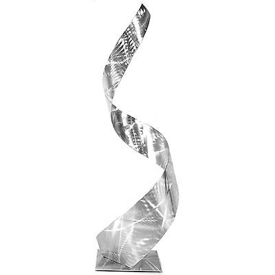 Abstract Metal Sculpture 3D Minimalist Art Contemporary Decor Elegant Silver Art $149.00