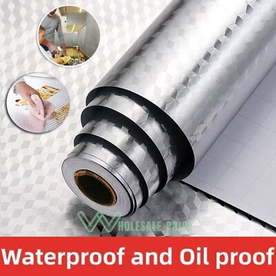 #ad 24quot;×118quot; Kitchen Wall Sticker Self Adhesive Waterproof Oil proof Aluminum Foil $13.09