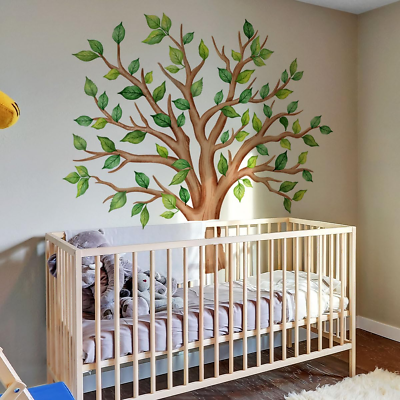 #ad Large Tree Wall Decals Green Plants Jungle Wall Stickers for Kids Room Classroom $22.99