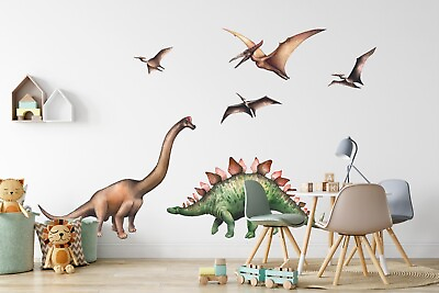 #ad LARGE • Watercolor Dinosaur Wall Decal Set • Removable Fabric Wall Sticker $239.99