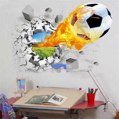 #ad 3D Soccer Ball Football Sport Wall Sticker Decal Kids Bedroom Home Room Decor $5.12
