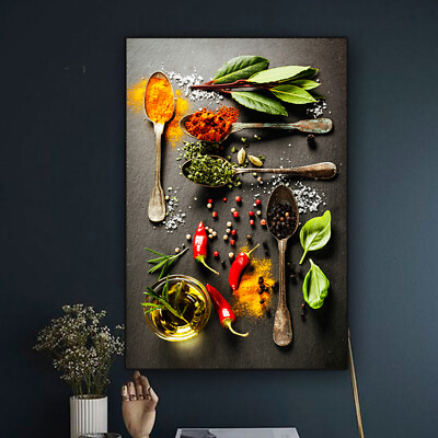 #ad Modern Food Spices Painting on Canvas Posters and Prints Wall Art For Kitchen $14.99