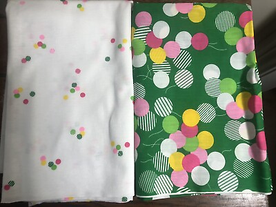 #ad Coordinating Balloon Pattern Cotton Knit Fabric 1.5 yards .5 yards Pink Green $14.99