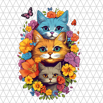 #ad 3 Cats Kittens PNG Clip Art Sublimation T shirt Design Digital Download Clipart $0.99