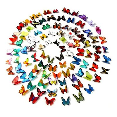 #ad #ad 99pcs 3D Colorful Butterfly Wall Stickers 5 Styles Wall Mural Stickers $11.48