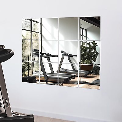 #ad Wall Mirror Full Length Home Gym Mirror12Inches X 12PCS Glass Frameless Body $28.99