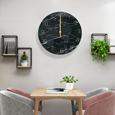 #ad 12quot; Modern Nordic Minimalist Round Silent Clock Marble Wall Clock Home Decor $12.98