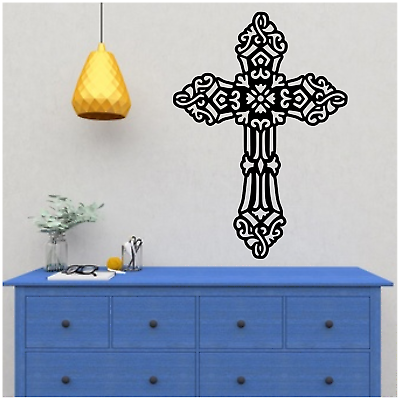 #ad CROSS RELIGIOUS CHRISTIAN WALL ART VINYL DECAL LARGE 22x31quot; YOUR CHOICE OF COLOR $26.95