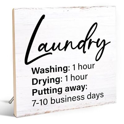 #ad Laundry Sign Laundry Room Signs Laundry Wood Desk Sign Table Shelf Desktop ... $17.64