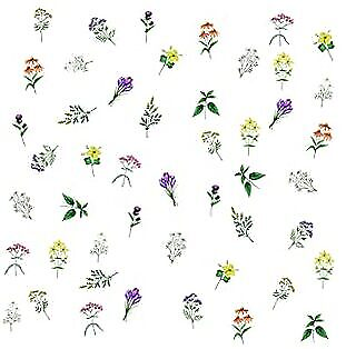 #ad 48PCS Beautiful Small Wild Flowers Wall Decal Plant Leaves Wall Decor Peel $14.84