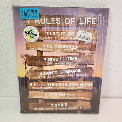 #ad Kas Home Inspirational Wall Art 7 Rules of Life Motivational Canvas Wall Decor $14.43
