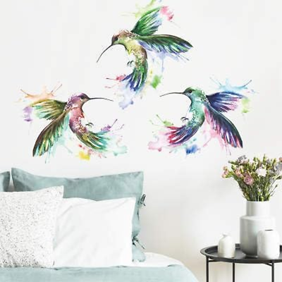 #ad Hummingbirds Wall Stickers Watercolor Decals Kids Peel and Stick Removable for N $18.61