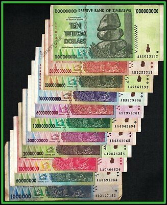#ad #ad 1 Million 10 Trillion Dollars Zimbabwe 2008 AA AB Banknote Set 100 % Authentic $45.99