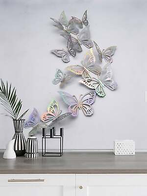 #ad #ad Butterfly Sticker Wall Metallic 3D Decals DIY 12pcs Home Decoration Art $7.99