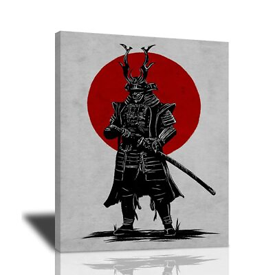 #ad Armored Samurai Canvas Wall Art Black Samurai Canvas Painting For Wall Cool P... $26.48