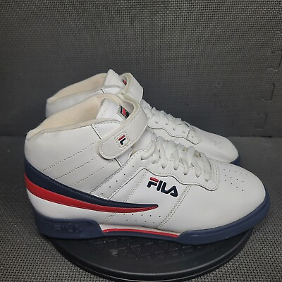 #ad Fila F 13 Mid Shoes Mens Sz 8.5 White Navy Athletic Trainers Sneakers $50.00