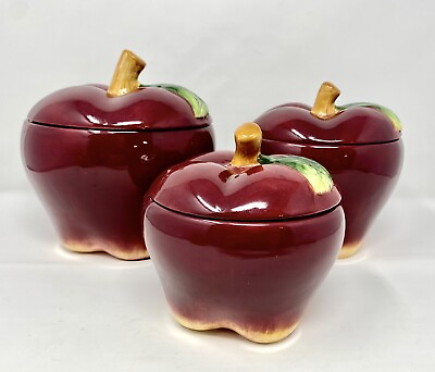 #ad Red Apple Canisters by ACK Trading Co Red Apple Kitchen Decor Set of 3 $79.99