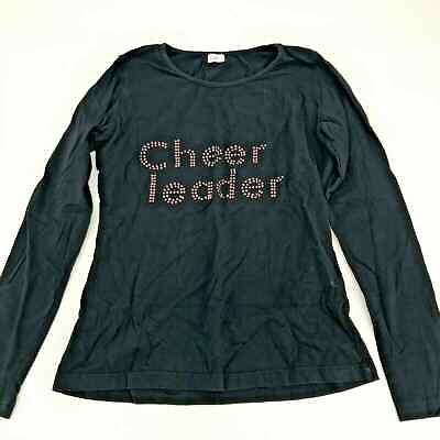 #ad #ad United Cheer Girls#x27; Cheerleader Long Sleeve Black Graphic T Shirt Youth $9.99