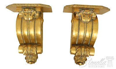 #ad F55418EC: Pair Large Gold Finish Wall Sconce Shelves $372.00