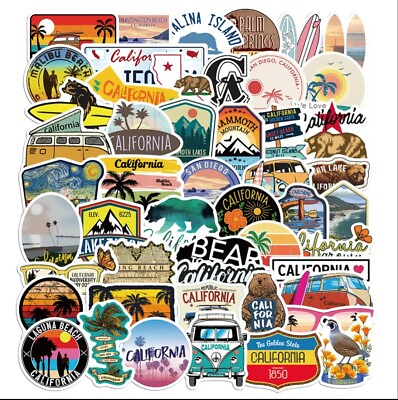#ad 10 PCS California Beach Mountain Stickers BRAND NEW $2.99