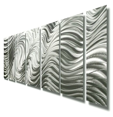 #ad Modern Silver Metal Wall Art Etched Hanging Sculpture Decor for Indoor Outdoor $390.00