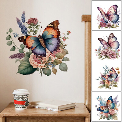 #ad Flower Wall Stickers Butterfly Vine Floral Wall Decals Wall Art Wall Stickers C $3.68