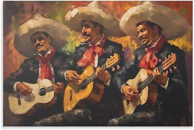 #ad #ad Oil Painting Music Wall Decor Mexican Art Home Wall Art Paintings Canvas poster $70.00