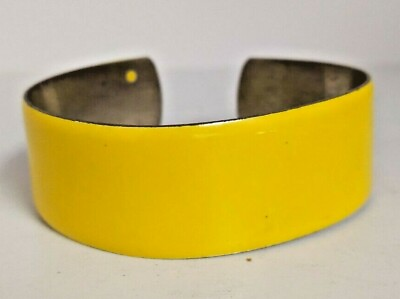 #ad Vintage Enamel over Metal Yellow Bangle Bracelet $13.92