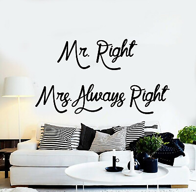Vinyl Wall Decal Always Right Phrase For Newlyweds Bedroom Stickers g1129 $49.99