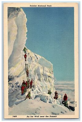 #ad Rainer National Park Washington Postcard Ice Wall Near The Summit c1940s Vintage $6.47
