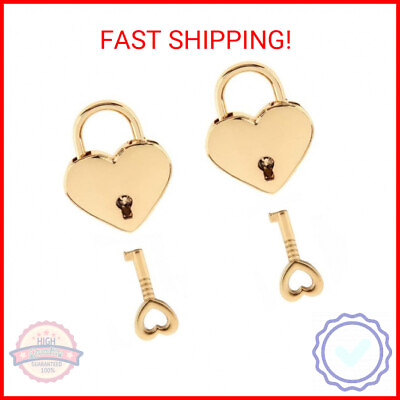 #ad Warmtree Small Metal Heart Shaped Padlock Mini Lock with Key for Jewelry Box Sto $9.22