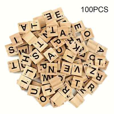 #ad 100 Scrabble Wooden Tiles For Crafts DIY Decorations Replacement Pieces $12.39