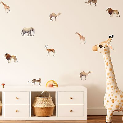 #ad Safari Animals Wall Stickers Kids Room Decorative Patterned PVC Decal Sticker $12.58