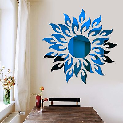 #ad Mirror Wall Decor Self adhesive Wall Art Decoration Bedroom Sunflower 3d $8.75