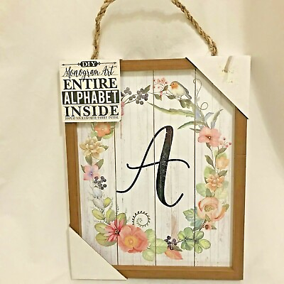 #ad Farmhouse Wall Art Personalize Initial All Alphabet Letters Framed Picture Rope $12.71