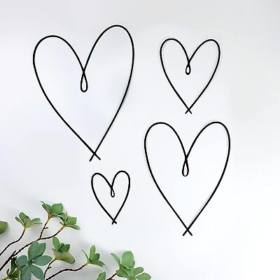 #ad #ad 4 Pieces Metal Heart Wall Art D cor Love Heart Wall Decoration Metal Wall Orname $32.60