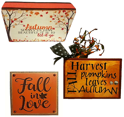 #ad #ad Fall Autumn Home Decor Accessories Sign Living Room Decoration Blocks $37.50